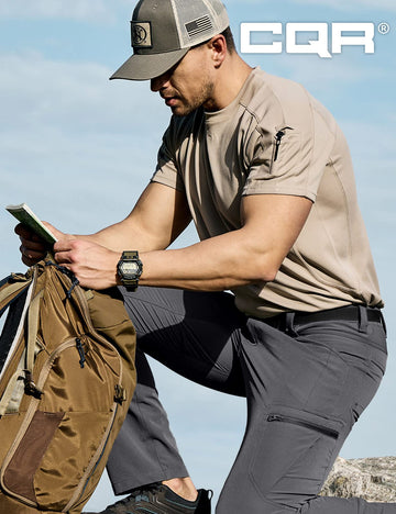 CQR men's quick dry tactical pants stretch fabric enables unrestricted movement on trails.