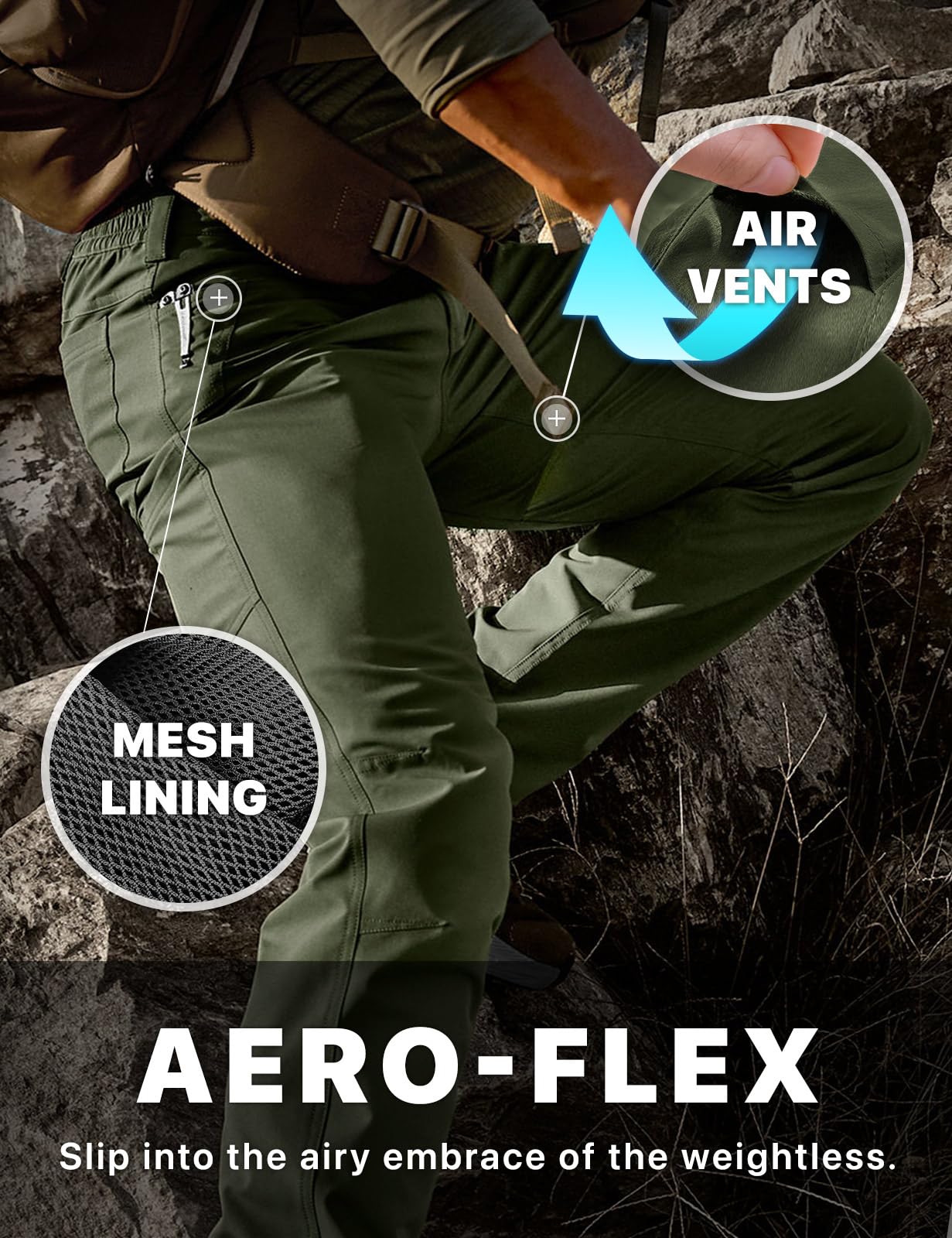 CQR Men's Quick Dry Tactical Pants stretch fabric enables full mobility.