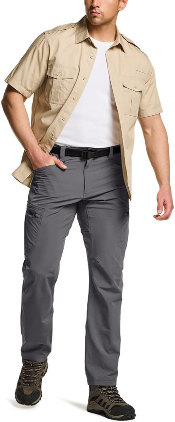 CQR men's quick dry tactical pants water-resistant exterior protects gear in light rain.