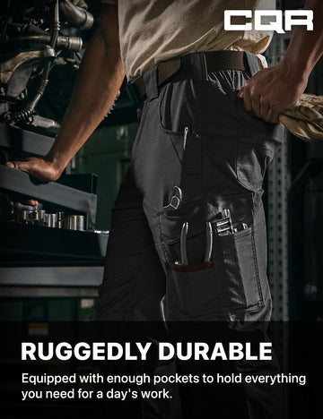 CQR Men's Quick Dry Work Pants 3D fit highlight enhanced mobility.