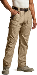 CQR men's quick-dry work pants front view showing lightweight stretch fabric for mobility
