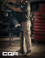 CQR men's quick dry work pants back pocket detail with secure storage.