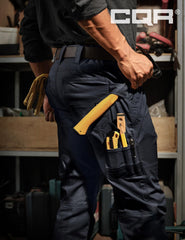 CQR men's quick dry work pants back pocket detail for secure essentials.