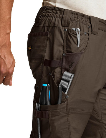 Dark brown color of CQR quick dry work pants ready for outdoor gear pairing