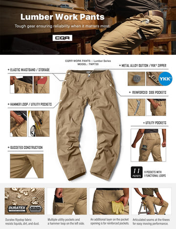 CQR Lumber Cougar color pants detailing fabric and stitching