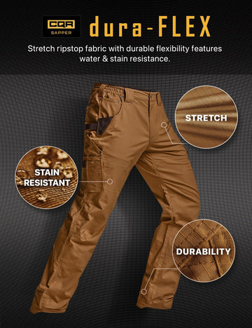 CQR men's quick dry work pants copper brown water resistance in wet conditions