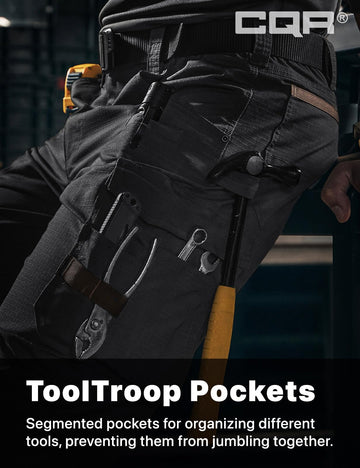 CQR men's quick dry work pants ergonomic 3D pattern delivers unrestricted movement.