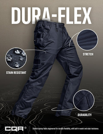 CQR men's quick dry work pants fabric-closeup showing durable weave.