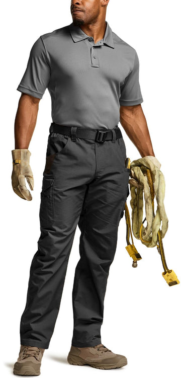 CQR men's quick dry work pants fabric ripstop detail emphasizes lasting resilience.