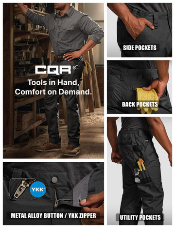 CQR lumber-black fabric texture conveys breathable, lightweight stretch for hiking.