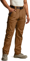 CQR men's quick dry work pants front view for flexible outdoor mobility