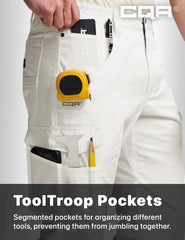 CQR men's quick dry work pants ergonomic 3D pattern enables unrestricted movement.