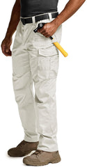 CQR men's quick dry work pants fabric closeup shows durable ripstop weave for rugged wear.