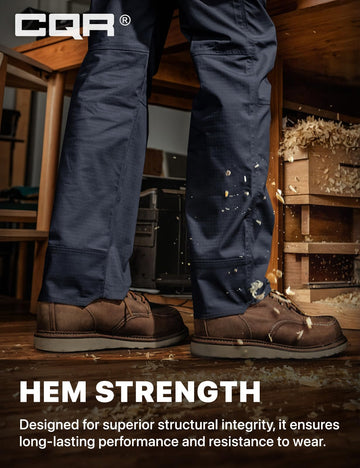 CQR men's quick dry work pants hem detail for rugged outdoors.