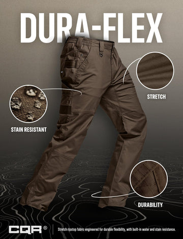CQR men's quick dry work pants interior pocket layout ready for essentials.