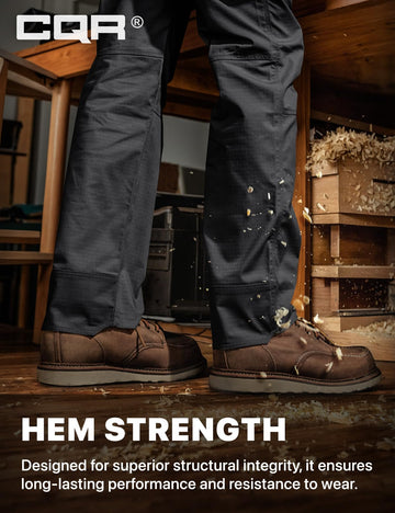 CQR men's quick dry work pants lumber black folded for compact transport
