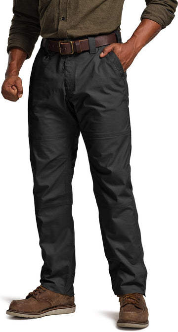 CQR men's quick dry work pants side view highlighting stretch fabric for all-day movement
