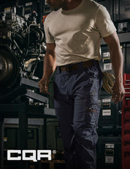 CQR men's quick-dry work pants navy back pocket for secure storage