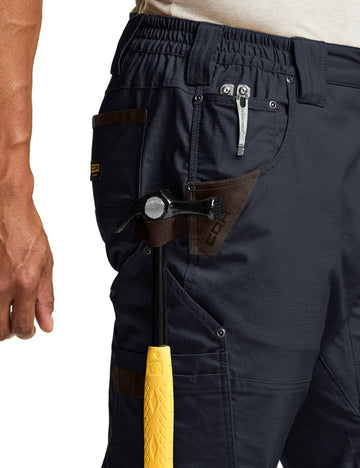 CQR men's quick-dry work pants navy in outdoor hiking scenario