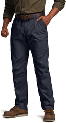CQR men's quick dry work pants navy side pockets highlighting versatile cargo