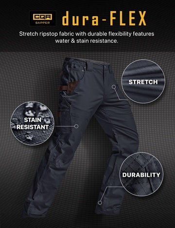 CQR navy pants stretch demo focusing on flexible movement for climbing