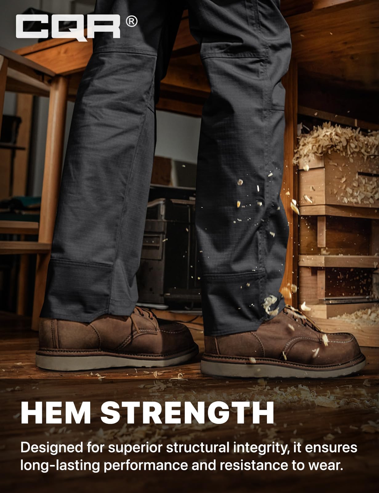 CQR men's quick dry work pants pocket layout shows organized gear access.