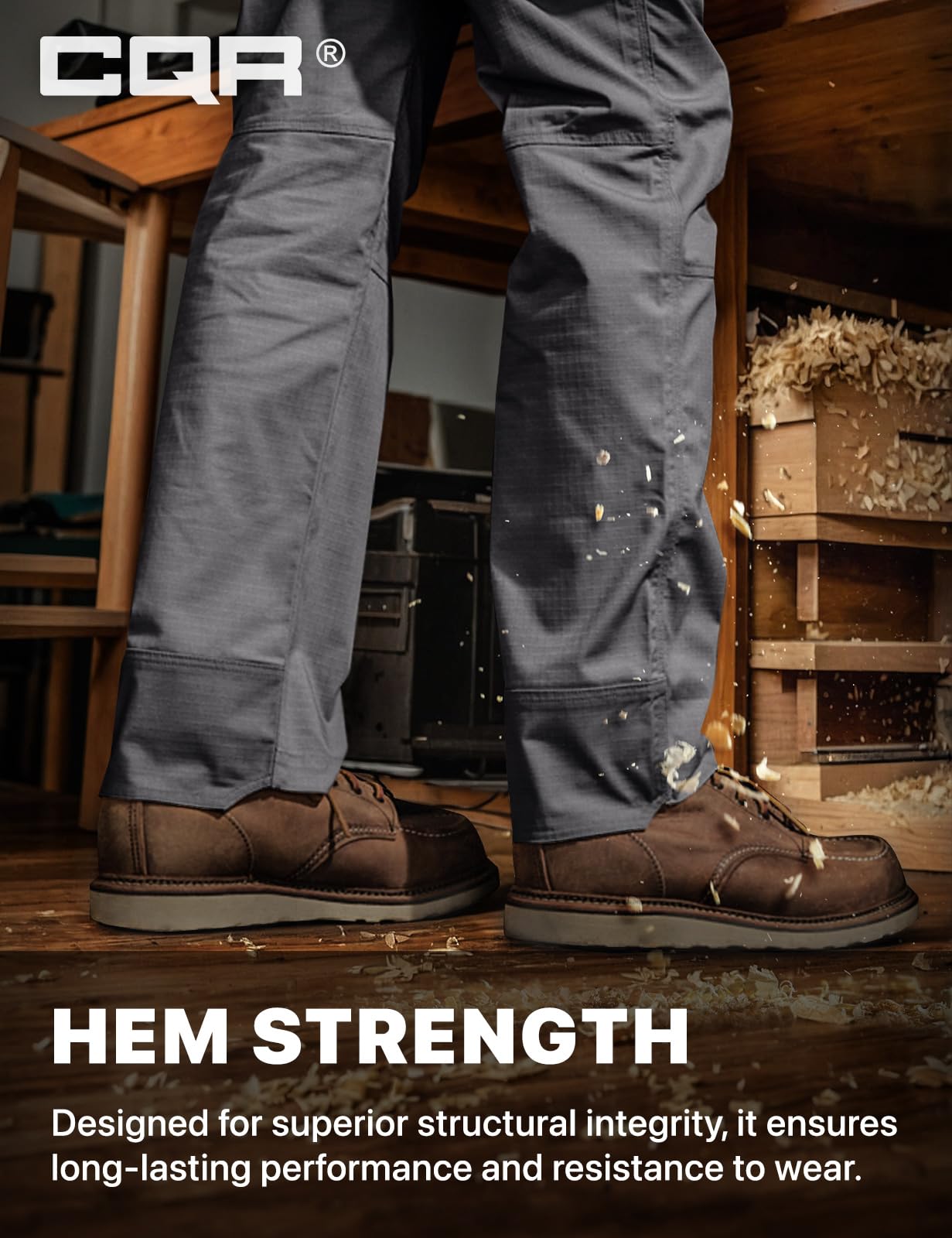 CQR men's quick dry work pants pocket layout demonstrates tool-ready design