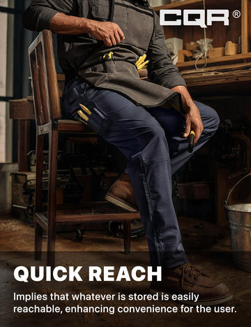 CQR men's quick dry work pants multiple pockets for tactical gear access.