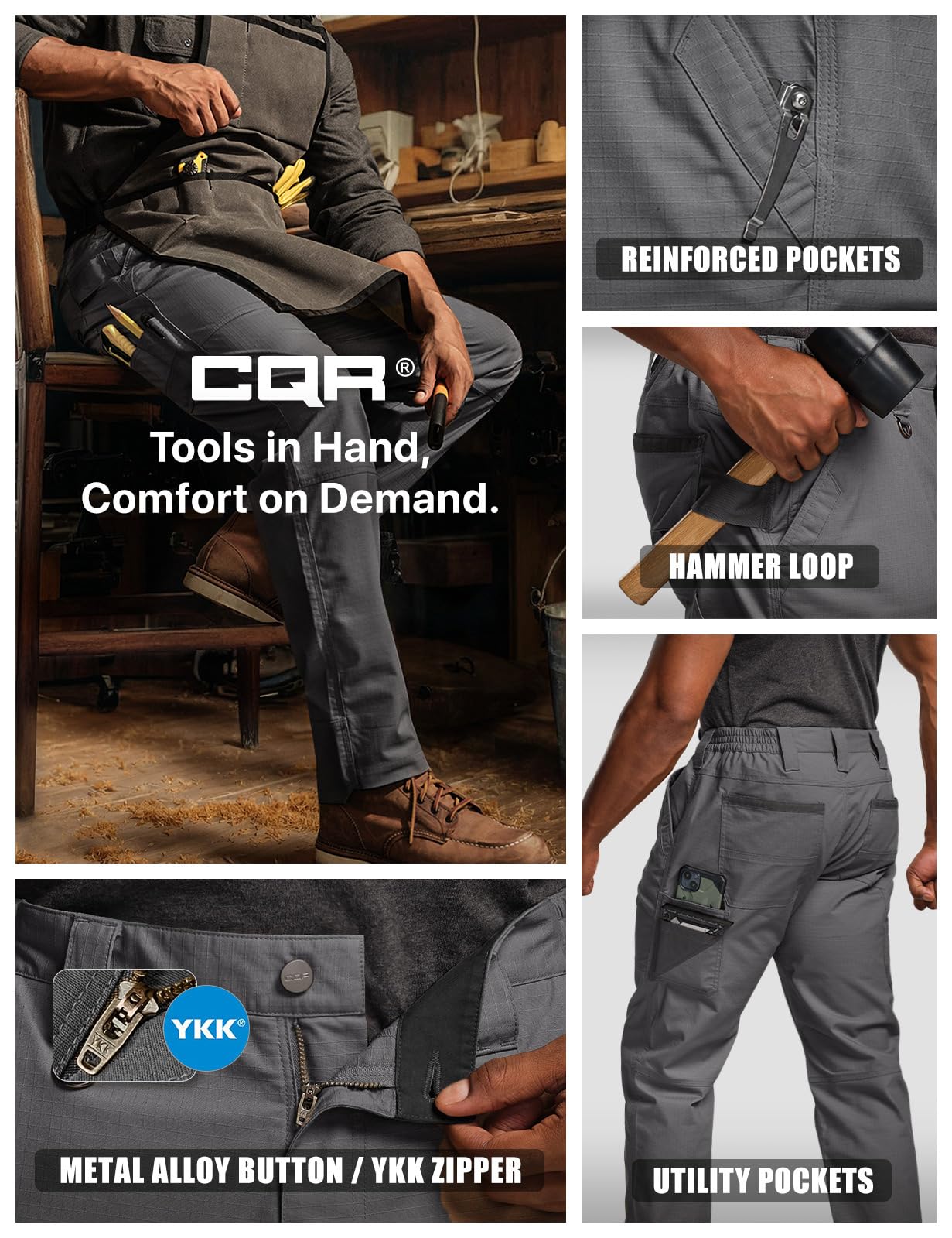 CQR quick-dry fabric dries faster after sweat and moisture exposure.