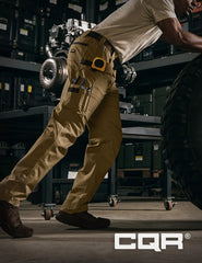 CQR Men's Quick Dry Work Pants rear pocket closeup showing secure storage for essentials.