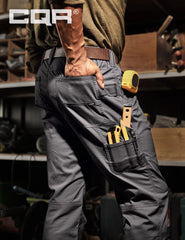 CQR men's quick dry work pants side pocket closeup illustrating secure cargo pockets