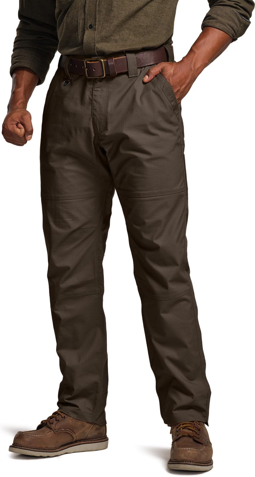 CQR men's quick-dry work pants side-pocket layout for tool-ready field use.