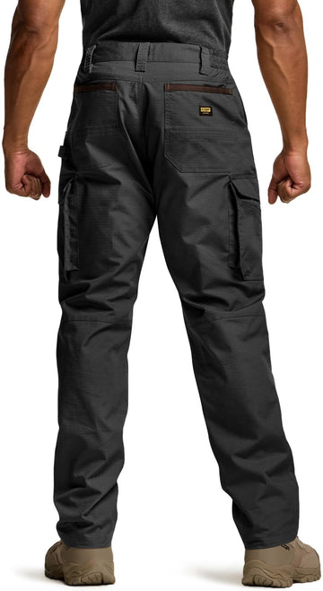 CQR men's quick dry work pants side pocket shows secure gear storage.