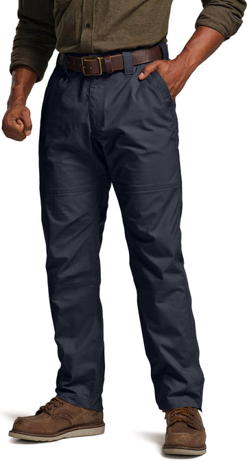CQR men's quick dry work pants side pocket showcasing cargo storage for tools.