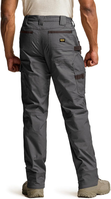 CQR Men's Quick Dry Work Pants side pocket highlight practical cargo storage.