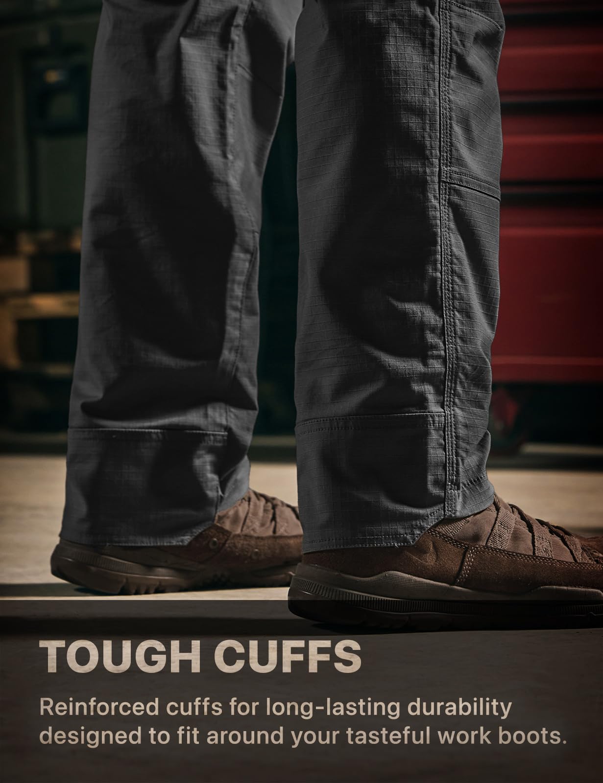 CQR men's quick dry work pants water-resistant fabric protects against light rain