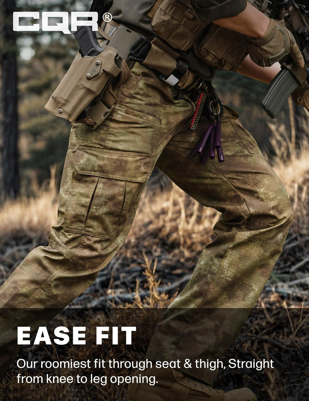 CQR relaxed-fit tactical pants comfortable through seat and thigh
