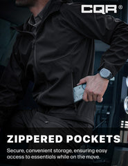 CQR men's tactical softshell jacket durable fabric close-up for long-lasting outdoor use.