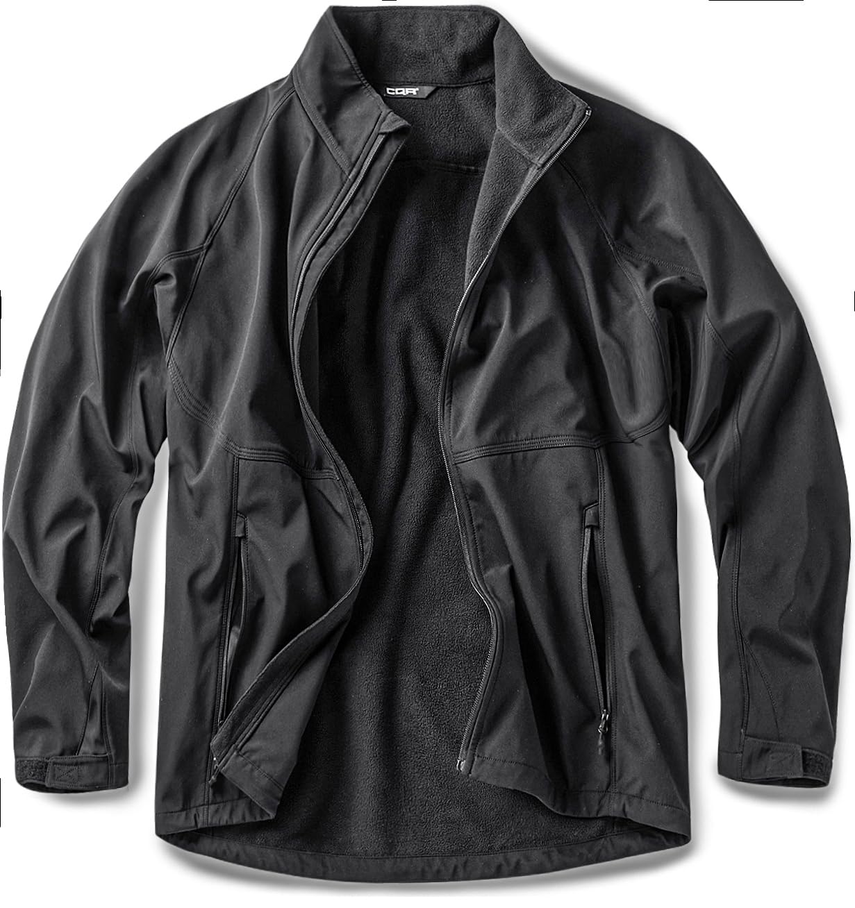 CQR men's tactical softshell jacket hiking action showing mobility and protection.
