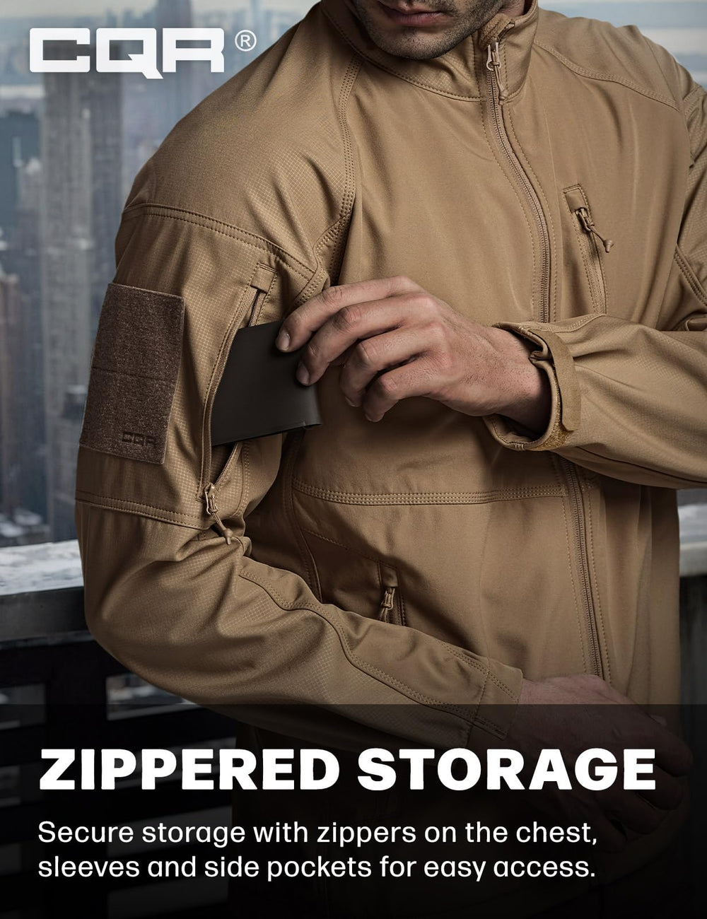 CQR Operator X Coyote coat shown for bold outdoor style and practicality.