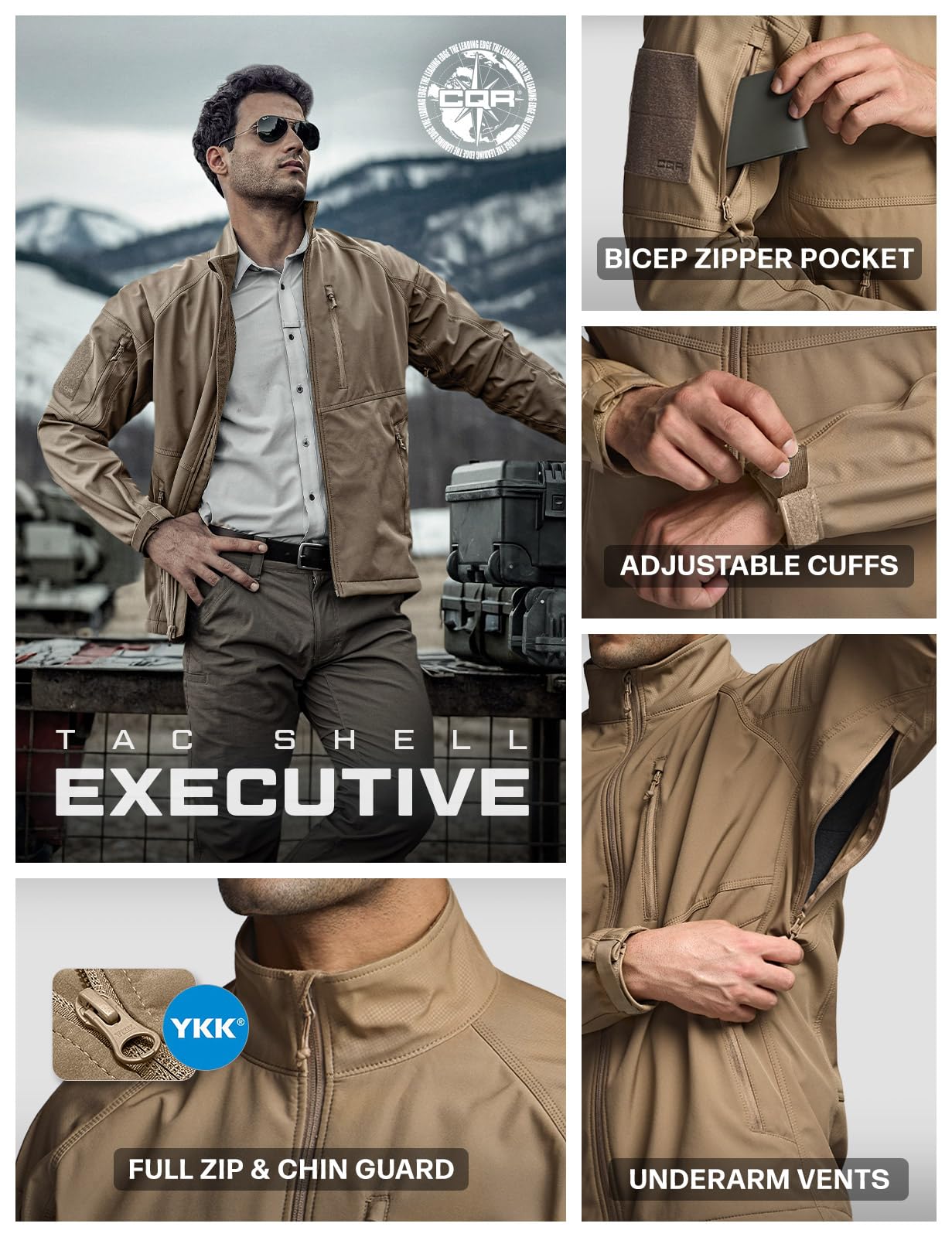 CQR jacket zippered pockets secure essentials during movement.