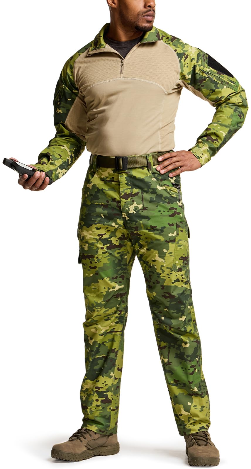 CQR stretch fabric close-up highlights mobility and comfort.