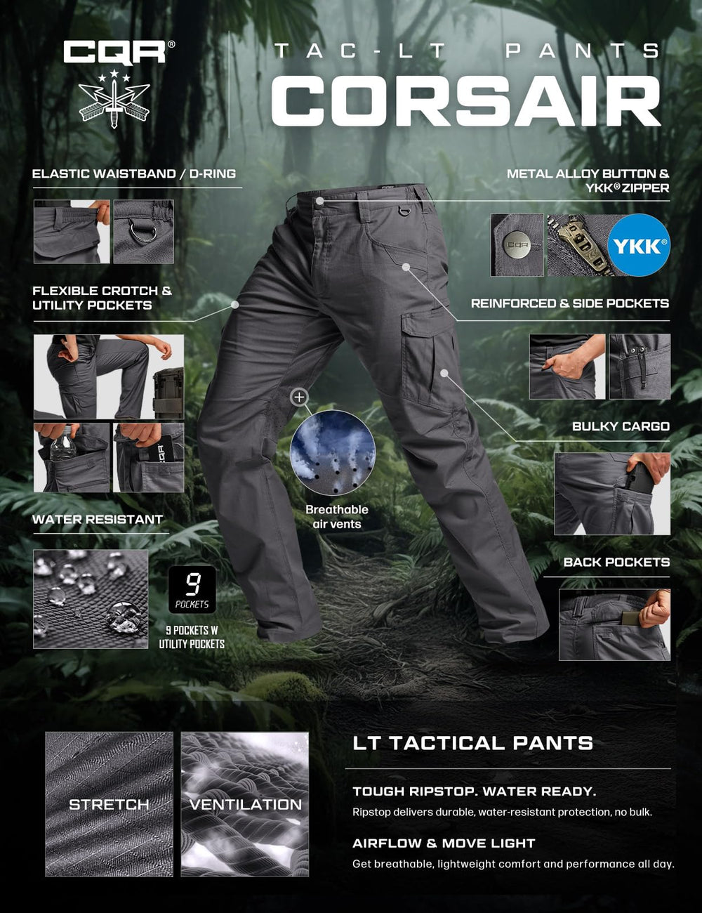 CQR pants travel-ready design supports packing and mobility.
