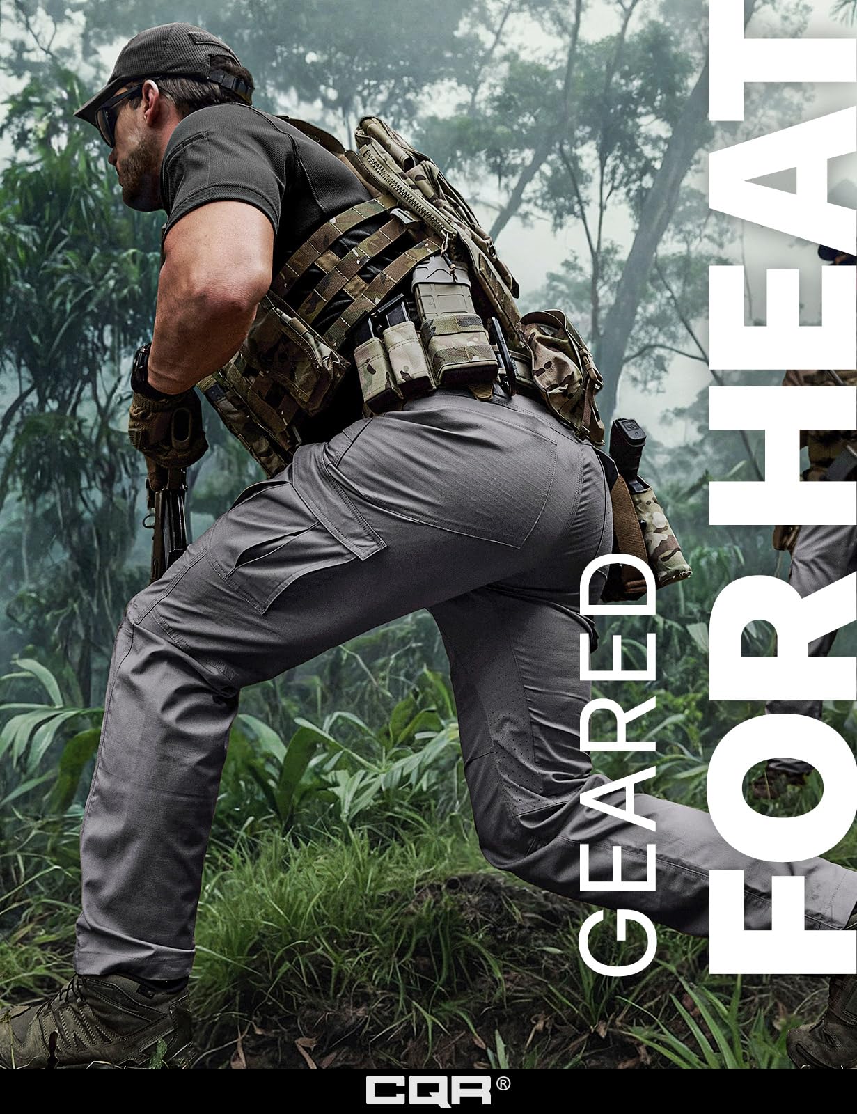 CQR pants water-resistant fabric detail ideal for light rain.