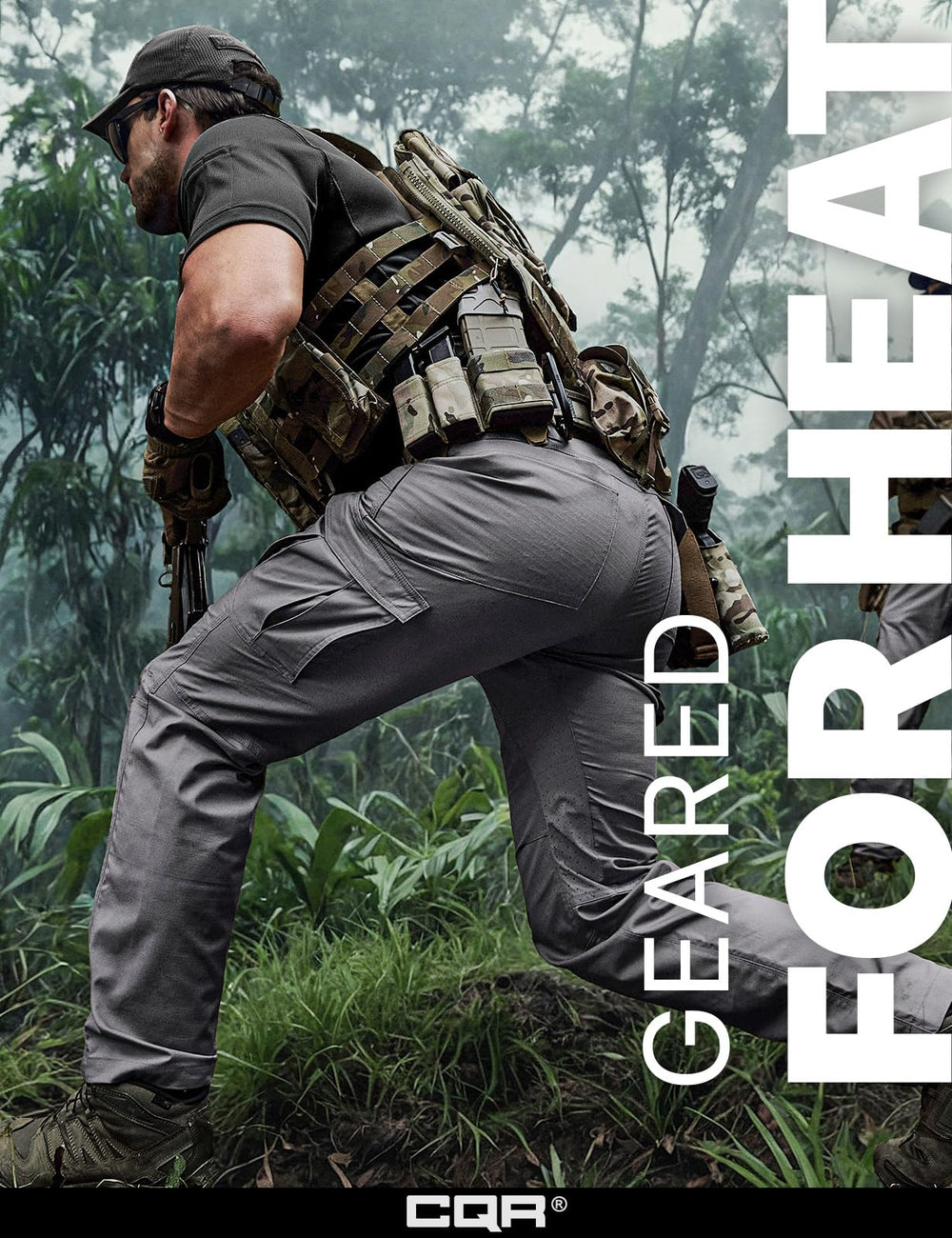 CQR Men's Utility Flex Cargo Pants fabric detail showing stretch blend