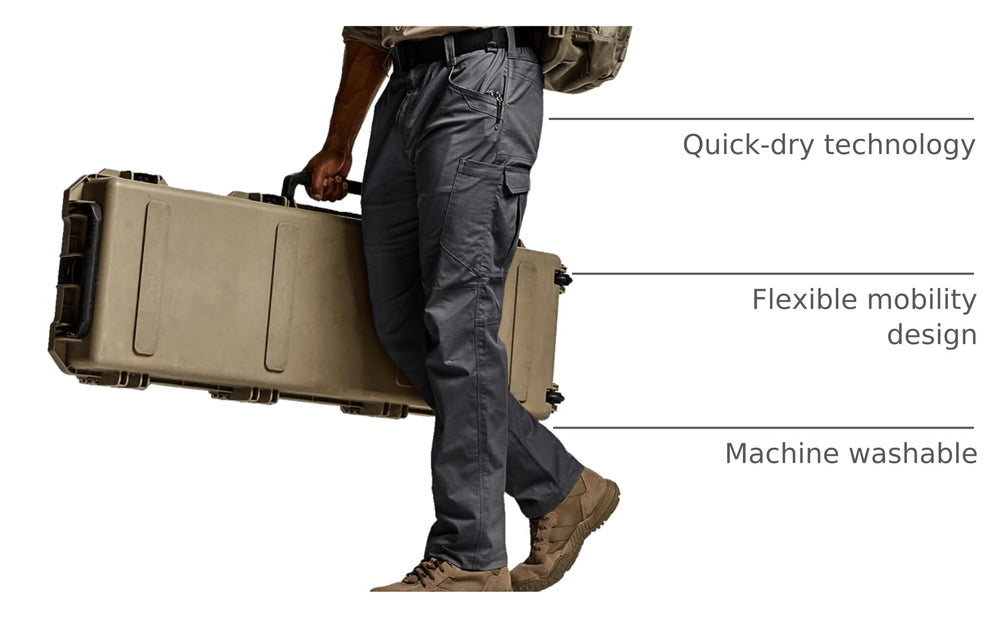 CQR Men's Utility Flex Cargo Pants pocket layout for organized travel