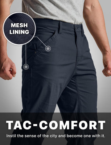 CQR Men's Vent Stretch Pants water-resistant fabric detail for light drizzle