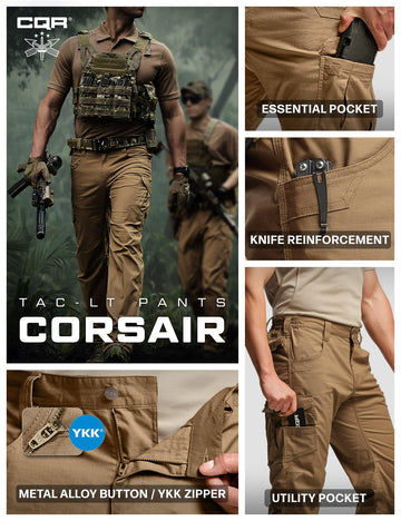 CQR Tac Cougar pants hiking scene illustrating rugged practicality and water resistance