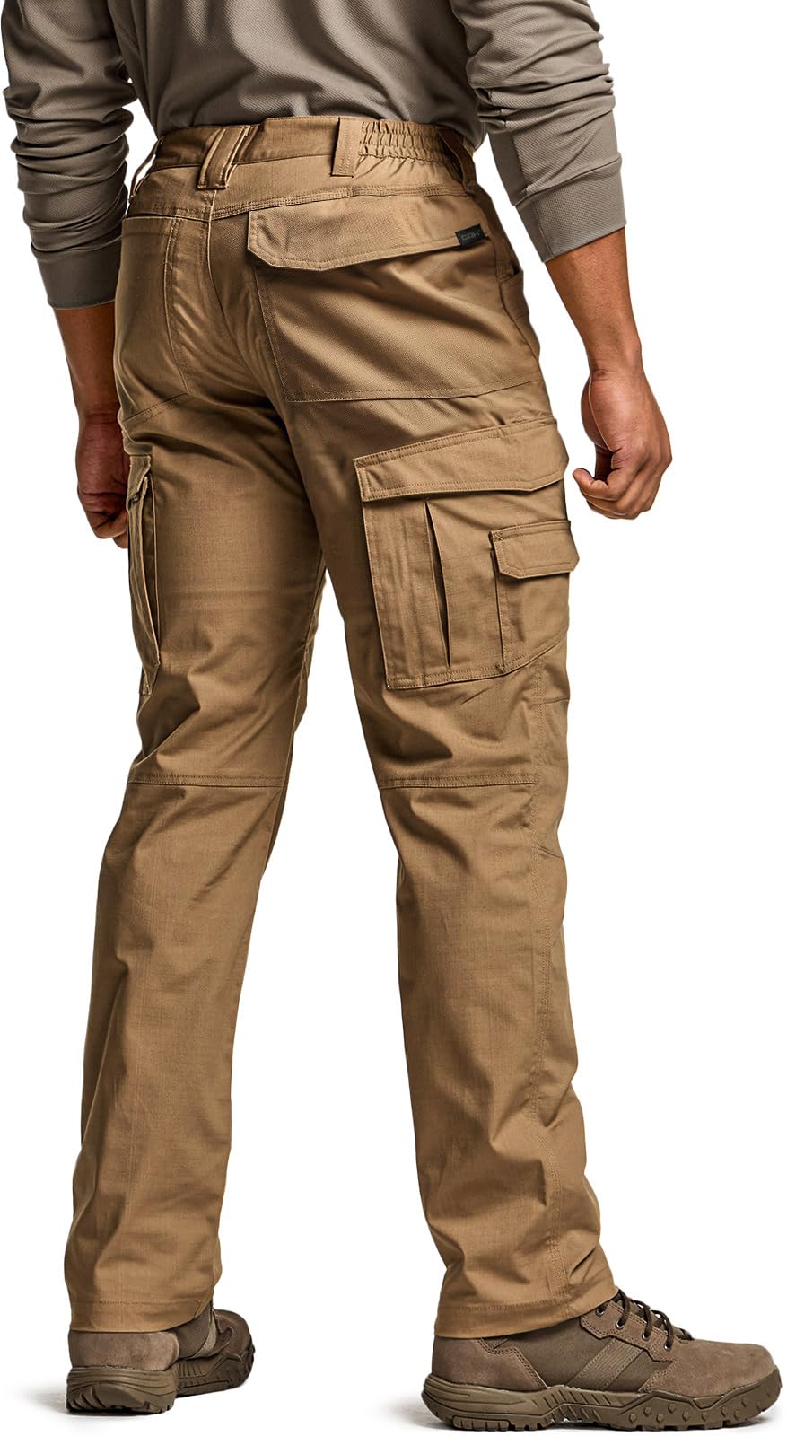 CQR Tac Cougar pants side stretch fabric close-up showing mobility and comfort