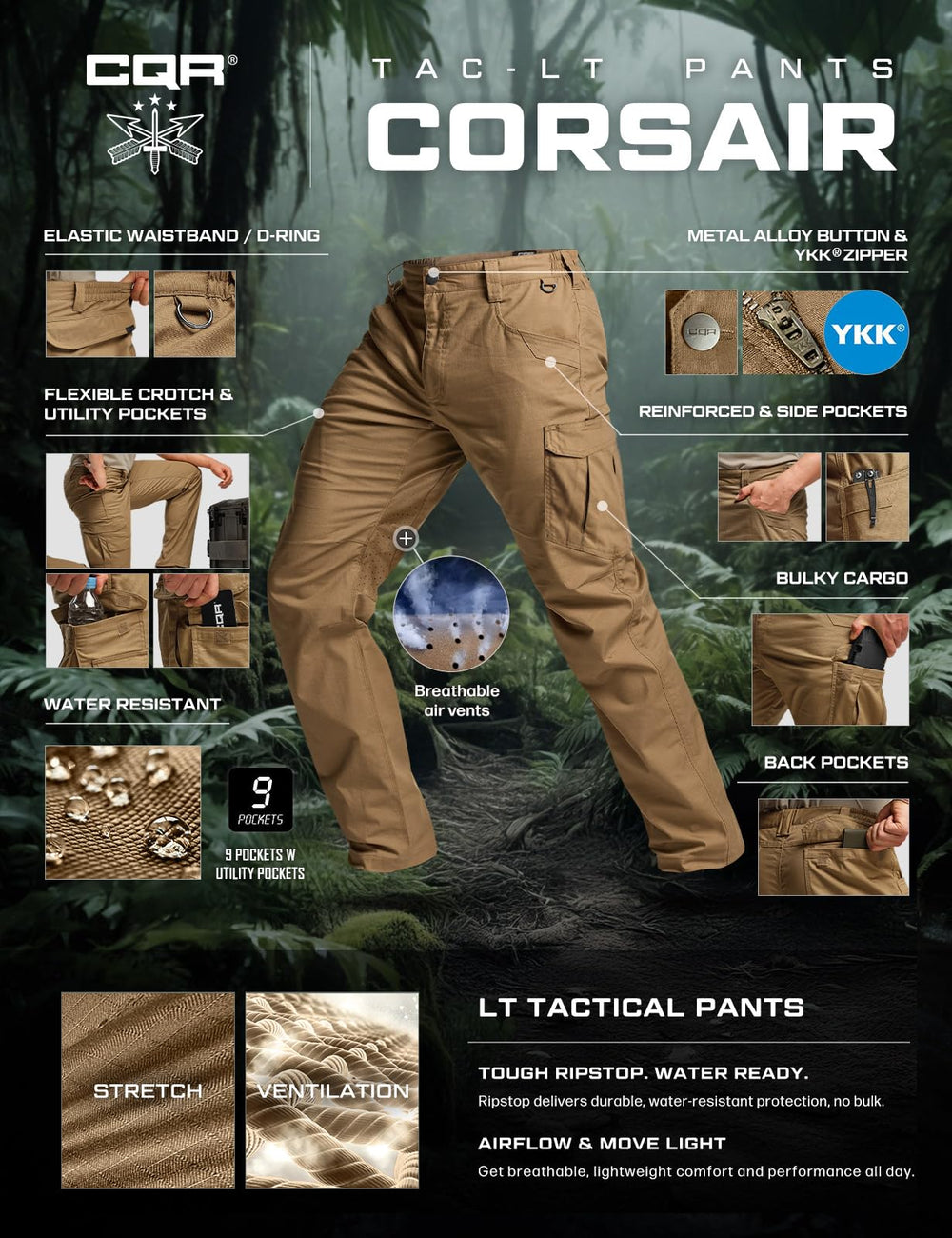 CQR Tac Cougar pants travel-urban outfit pairing for versatile all-day use